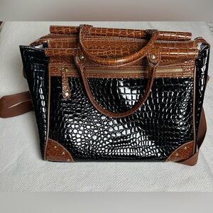 Samantha Brown Croc Embossed Laptop Travel Bag Carry On Weekender Strap
